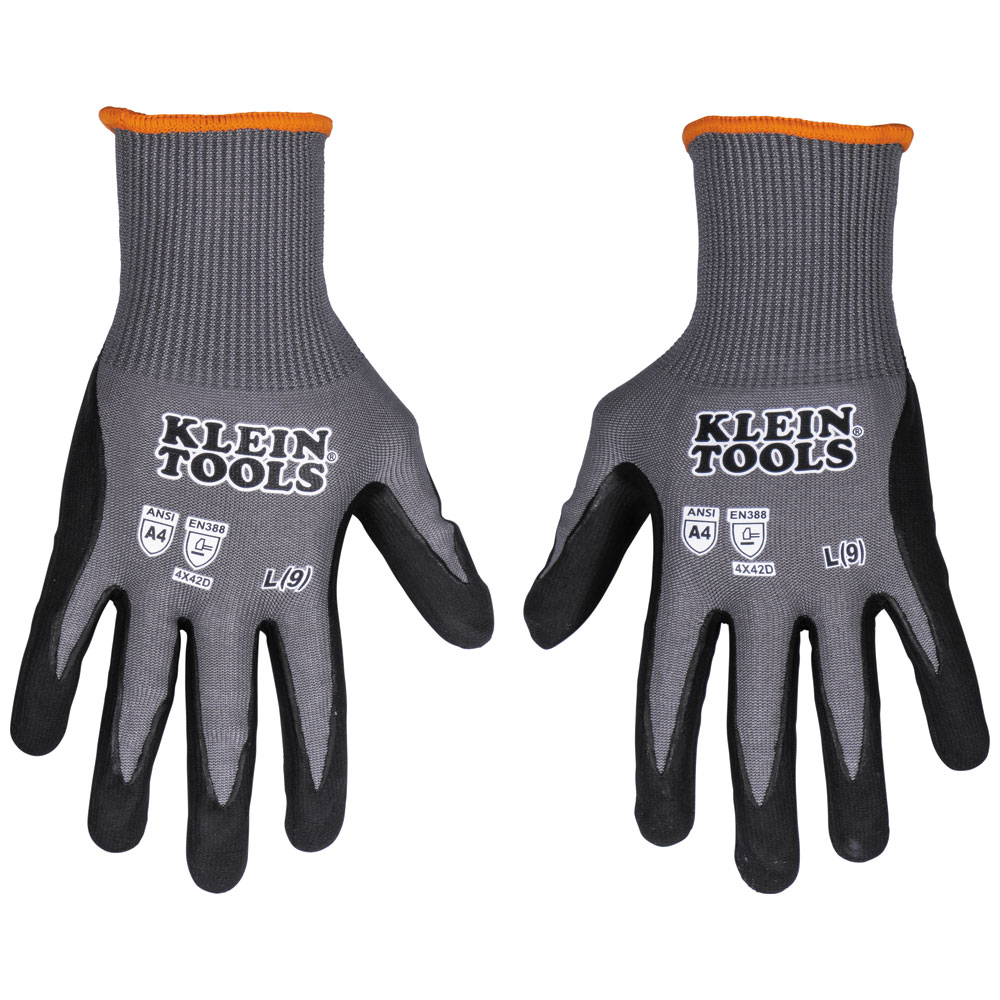 60589 KLEIN KNIT DIPPED GLOVES, CUT LEVEL A4, TOUCHSCREEN, LARGE, 2-PAIR