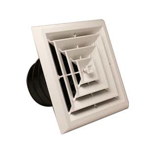 MV4 CEILING DIFFUSER WITH SQUARE 4-WAY GRILLE WITH DAMPER 6" TO 8" DUCT (81914) (4)