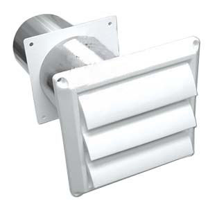 267W-B 4" WHITE PLASTIC LOUVER VENT W/TAIL PIPE (12)
