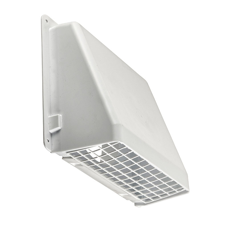 352W 7" WHITE PLASTIC WALL CAP WITH DAMPER AND SCREEN