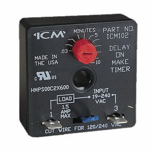 ICM102B DELAY ON MAKE TIMER W/ .03-10 MIN ADJUSTABLE DELAY UNIVERSAL 18-240V