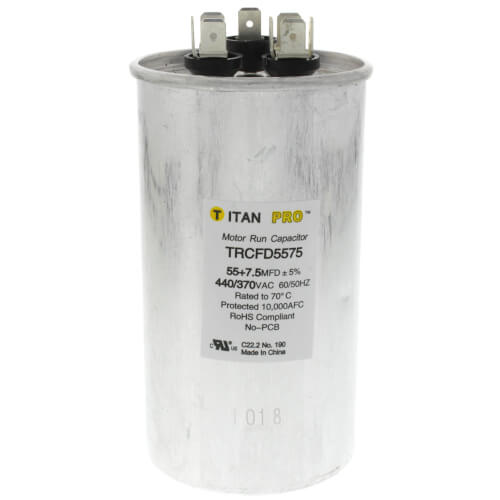 CD55D7X5440RD DUAL RUN CAPACITOR 55+7.5 440/370V ROUND (12293 TRCFD5575)