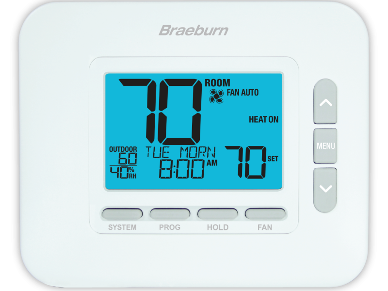 4235 BRAEBURN UNIVERSAL 7, 5-2 DAY OR NON-PROGRAMMABLE 3H/2C WITH DRY CONTACT AND HUMIDITY CONTROL (6)
