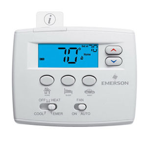 1F89EZ-0251 THERMOSTAT DIGITAL EMERSON BLUE EASY SET, 2" DISPLAY,HEAT PUMP (2H/1C) 3 PRE-SETS