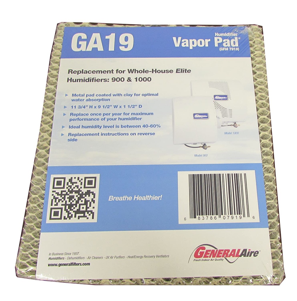 GA19 VAPOR PAD (7919) FITS 900 AND 1000 SERIES, CLEAN COMFORT HM17,HE17, HM18 SERIES; HEP-GA19