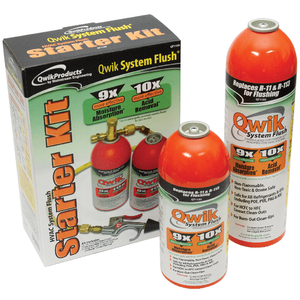 QT1150 QWIK SYSTEM FLUSH KIT 2 - 1# QWIK FLUSH CANS, ACCESS VALVE, HOSE, GUN